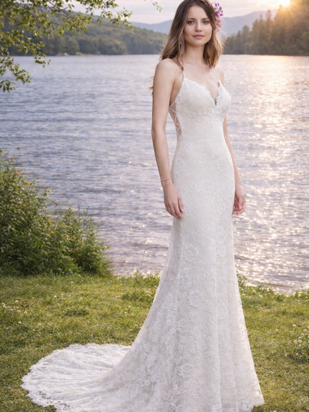 Maggie Sottero Wedding Dress Size 12 NWT Never Worn Unaltered Lace & elegant